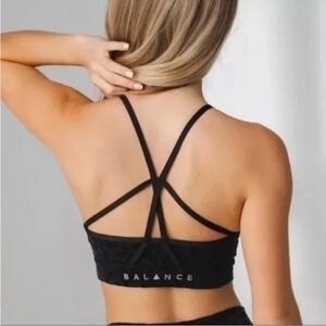 Balance Athletica Lux Form Black Strappy Back Sports Bra XL